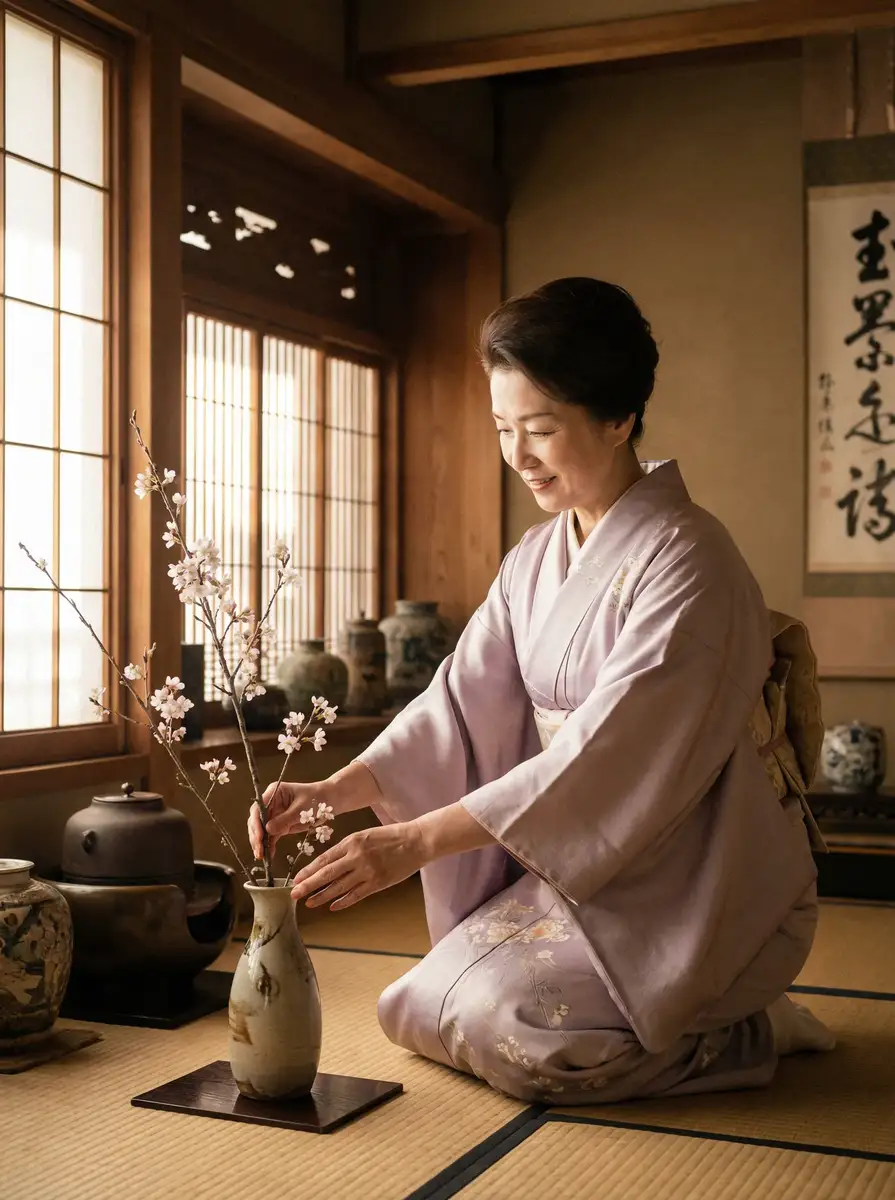 一位优雅的 《美景之屋2》中字在线观看 在和室中插花